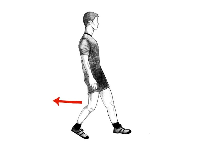 a drawing of an athlete backward walking