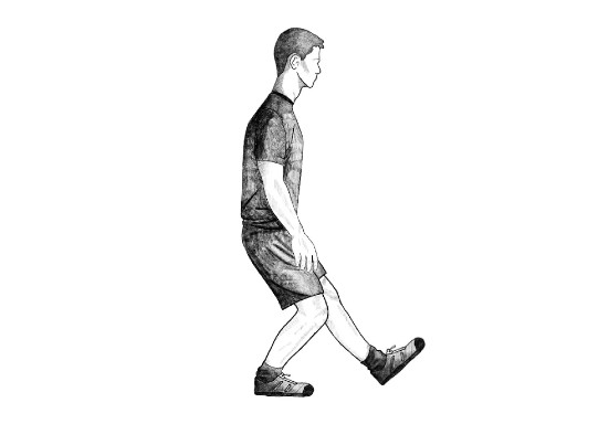 sketch of an athlete performing the patrick step on the ground