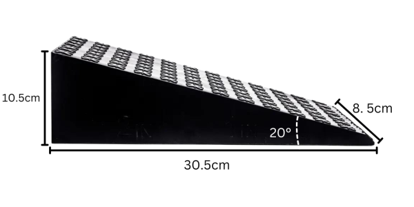 side shot of a squat wedge showing its dimensions